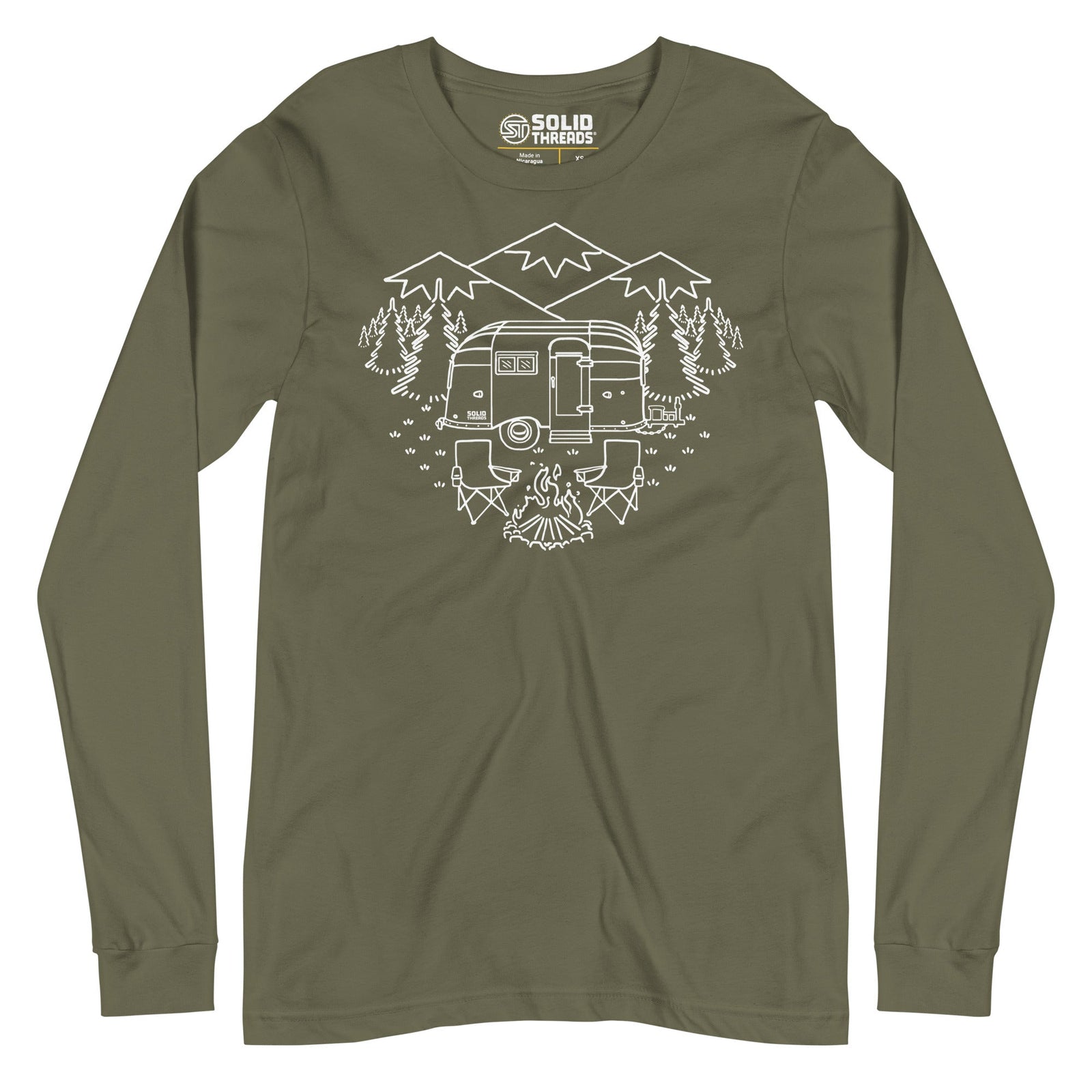 Camp Site Vintage Graphic Long Sleeve Tee | Retro Camping T-Shirt - Solid Threads