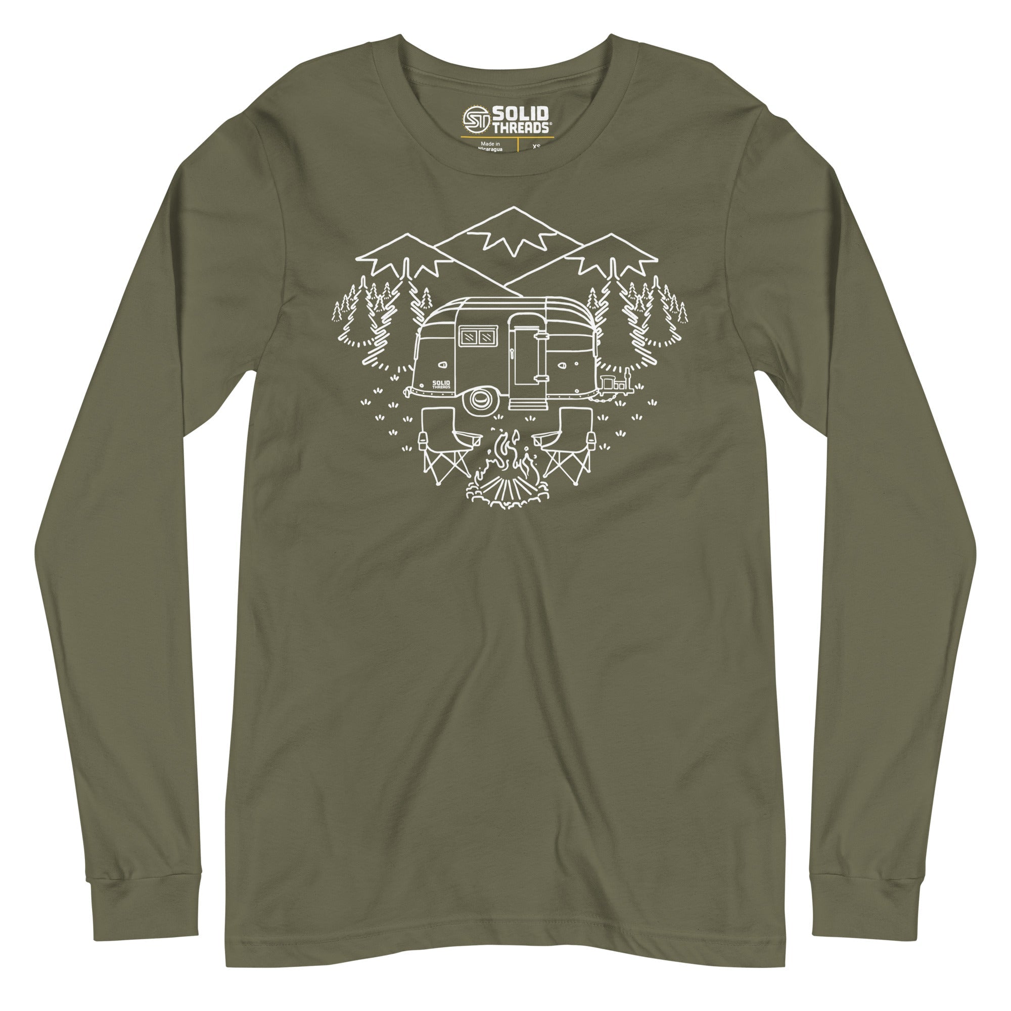 Camp Site Vintage Graphic Long Sleeve Tee | Retro Camping T-Shirt - Solid Threads