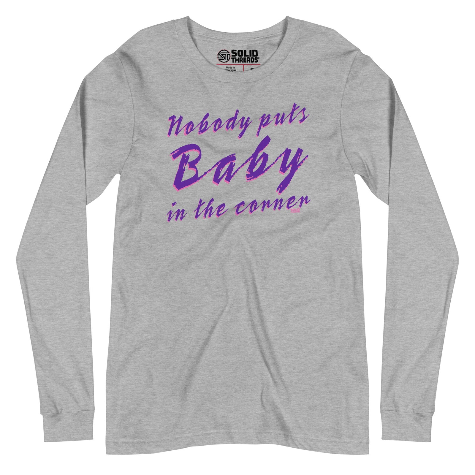 Nobody Puts Baby In The Corner Vintage Long Sleeve T Shirt | Retro 80S Movie Graphic Tee | Solid Threads