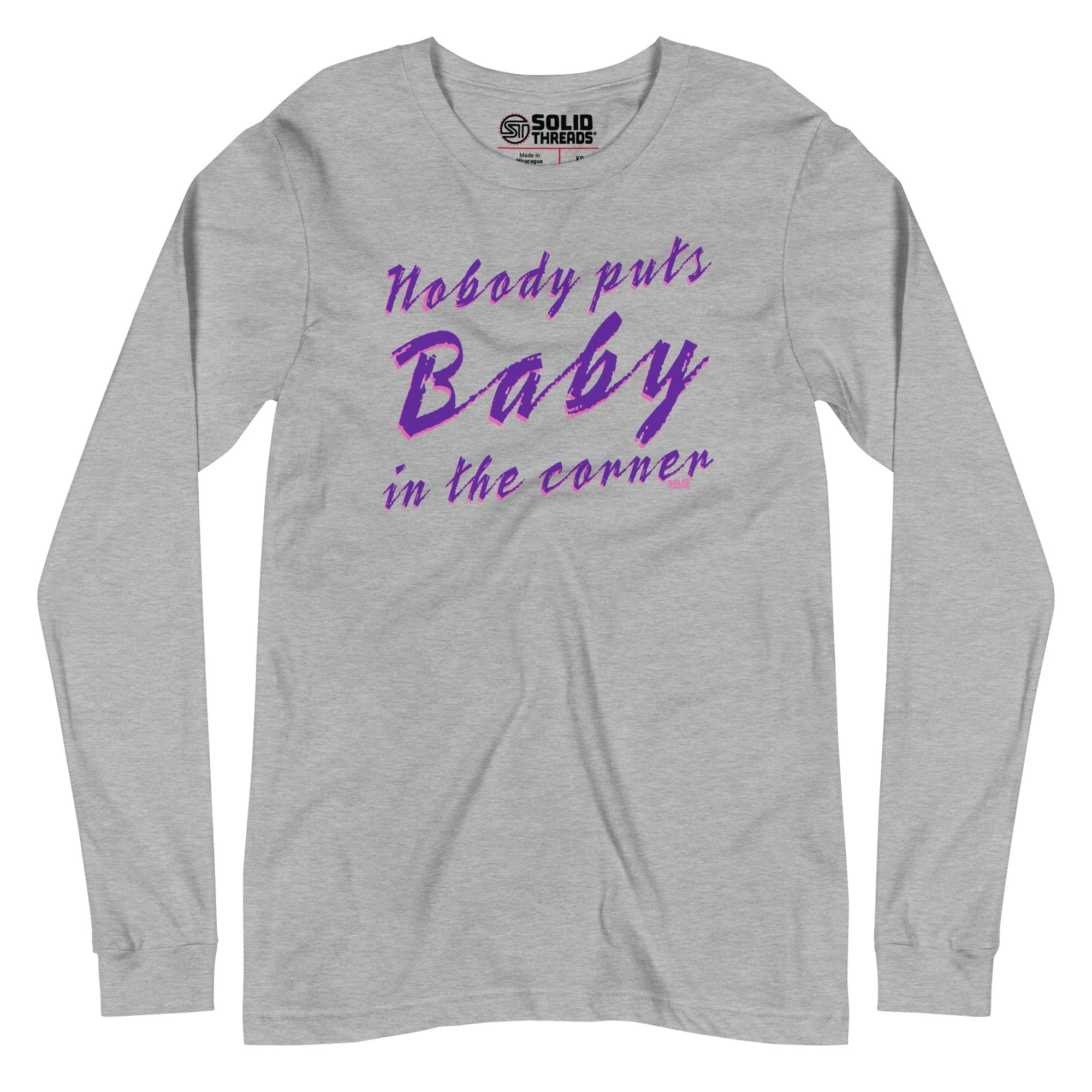 Nobody Puts Baby In The Corner Vintage Long Sleeve T Shirt | Retro 80S Movie Graphic Tee | Solid Threads