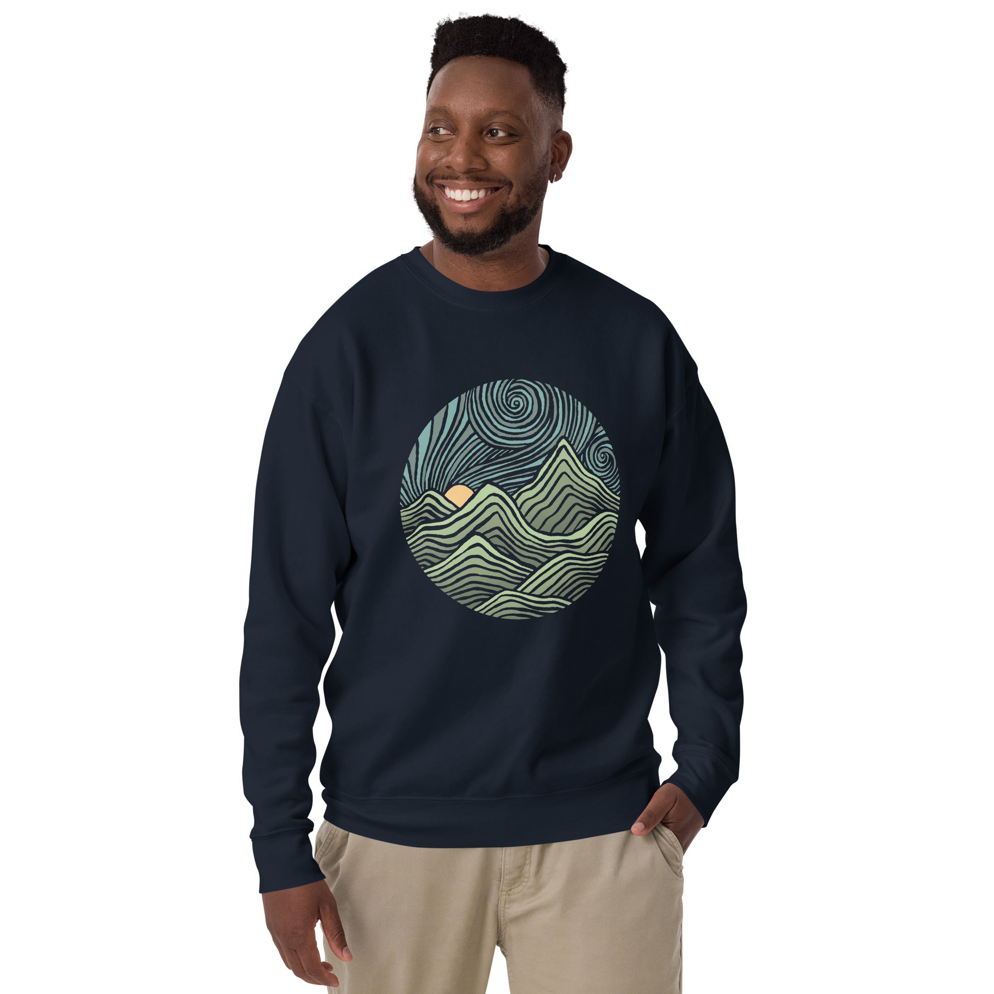 Swirly Mountains | Design By Dylan Fant Cool Classic Sweatshirt | Vintage Nature Fleece | Solid Threads