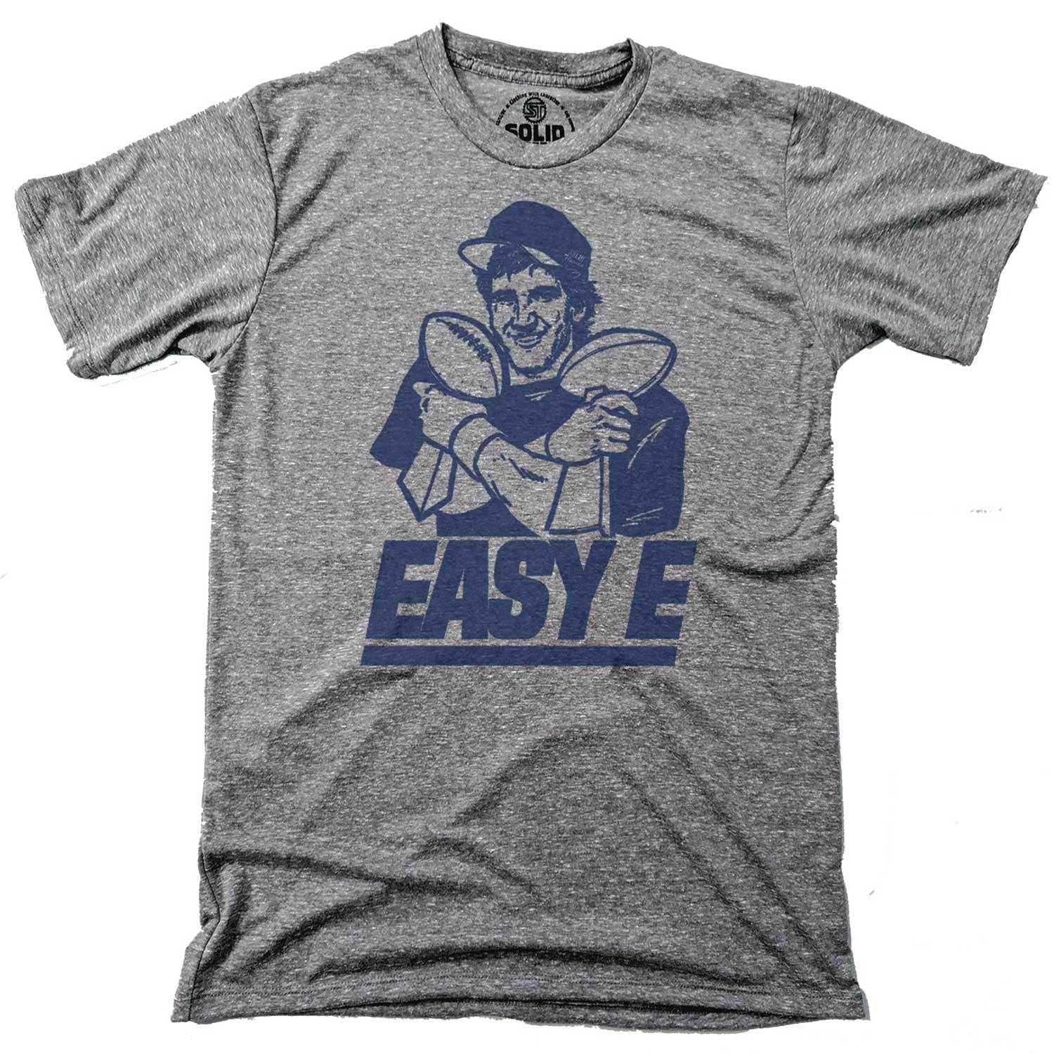 Men's Easy E Retro Sports Graphic Tee | Funny NY Giants Eli Manning Triblend T-Shirt | SOLID THREADS