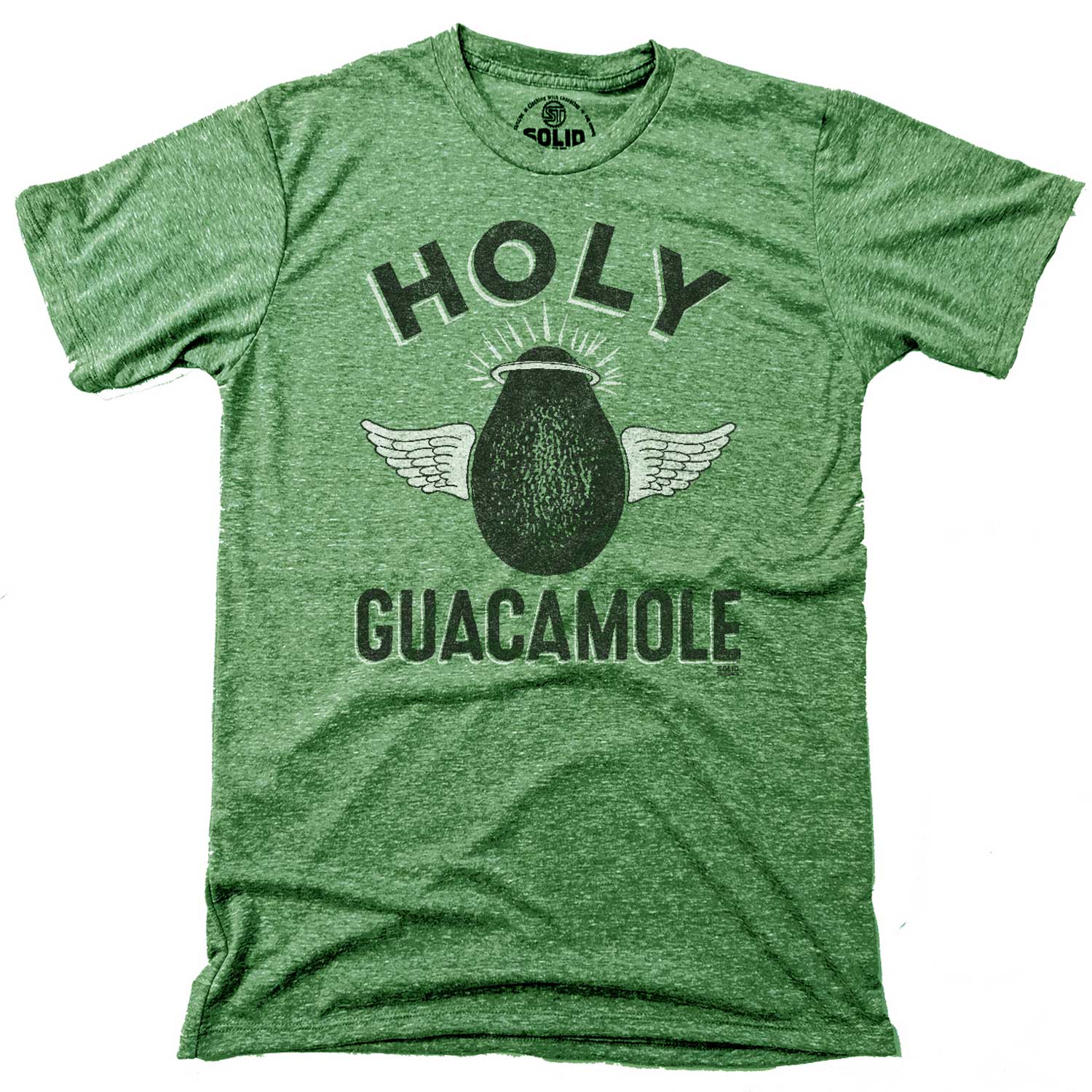 Men's Holy Guacamole Vintage Mexican Food Graphic | Funny Avocado Triblend T-shirt | SOLID THREADS