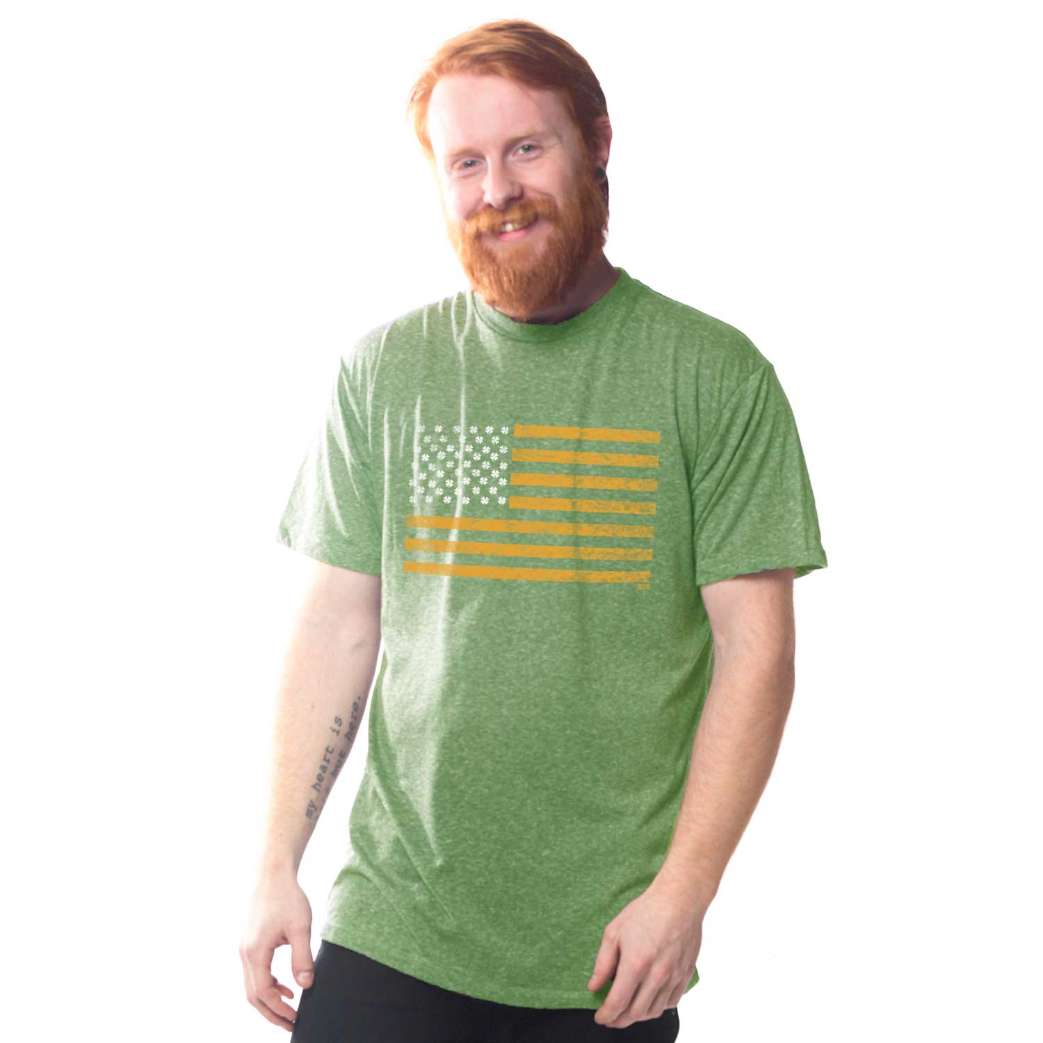 Men's Irish American Vintage St Paddy's Graphic Tee | Retro Irish Pride T-Shirt | Solid Threads