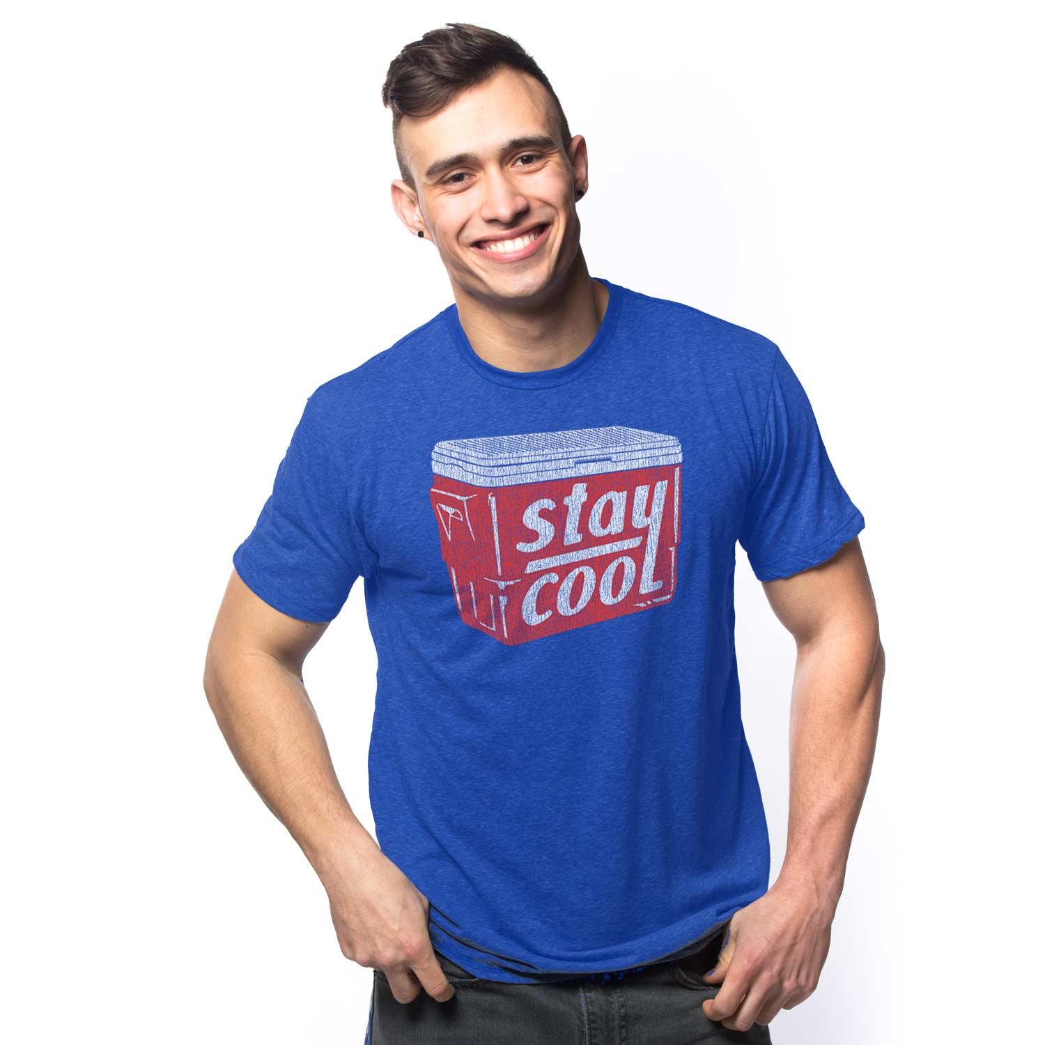 Men's Vintage Stay Cool Ice Box Graphic Tee | Retro Summer Drinking Beers T-shirt | Solid Threads