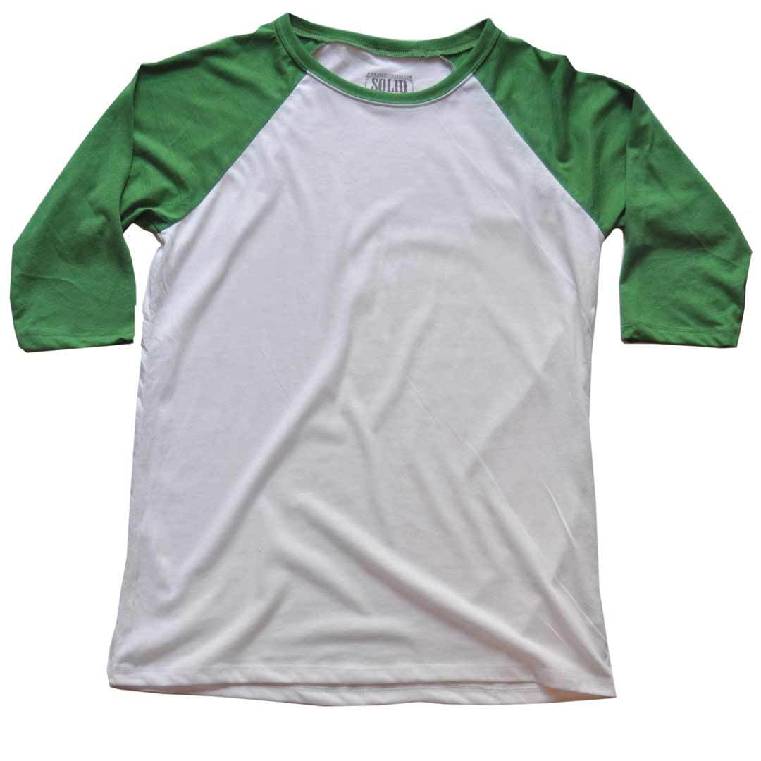 Men's Solid Threads Raglan Baseball White/Kelly T-shirt