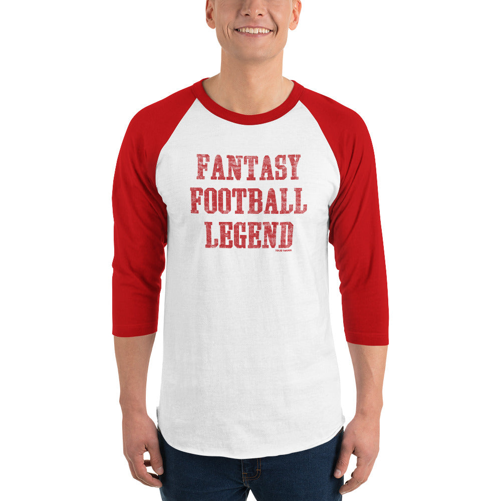 Men’s Fantasy Football Legend Vintage Baseball Tee | Funny Sports True Black Raglan | Solid Threads