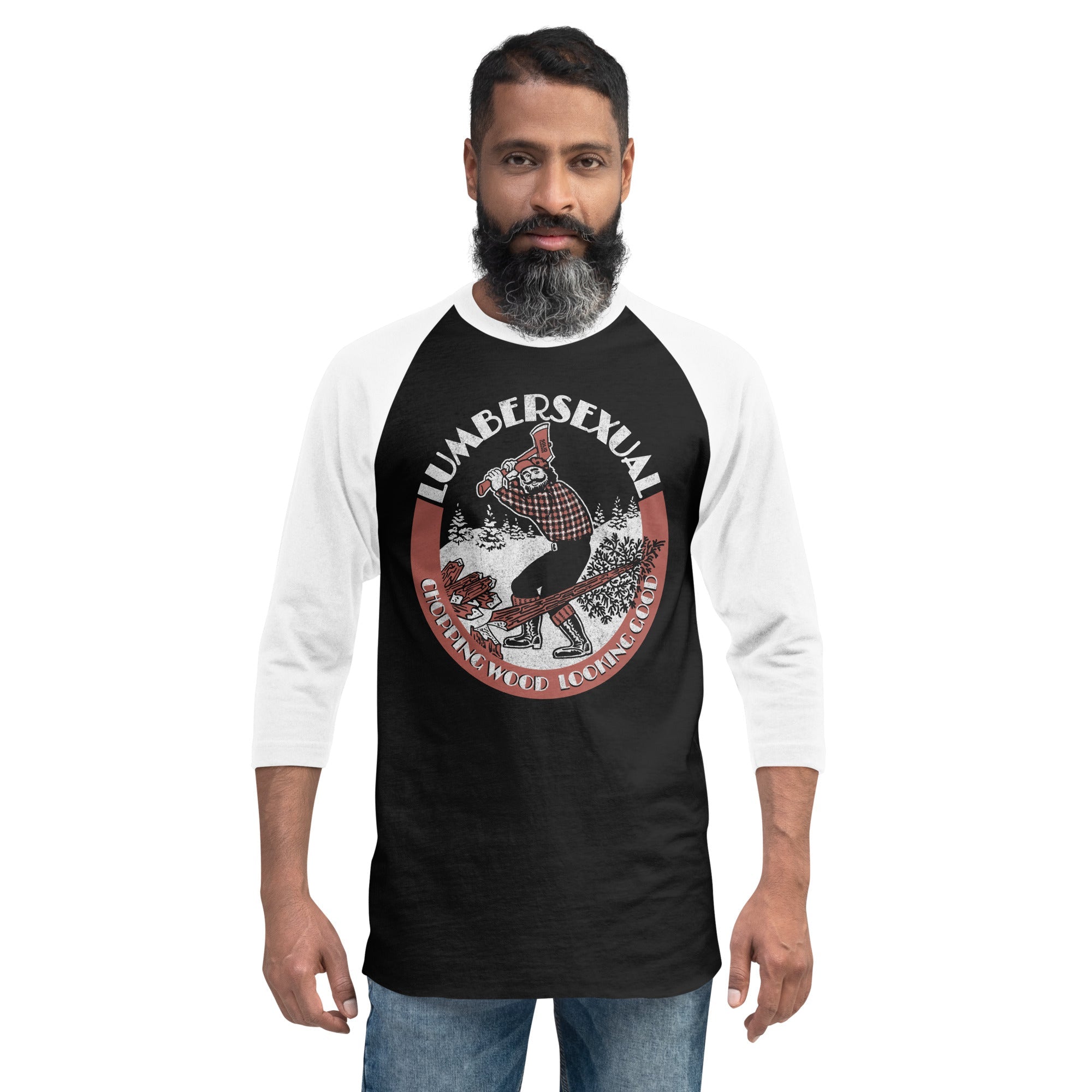  Lumbersexual Blackwash Vintage Baseball Raglan | Funny Lumberjack Tee | Solid Threads