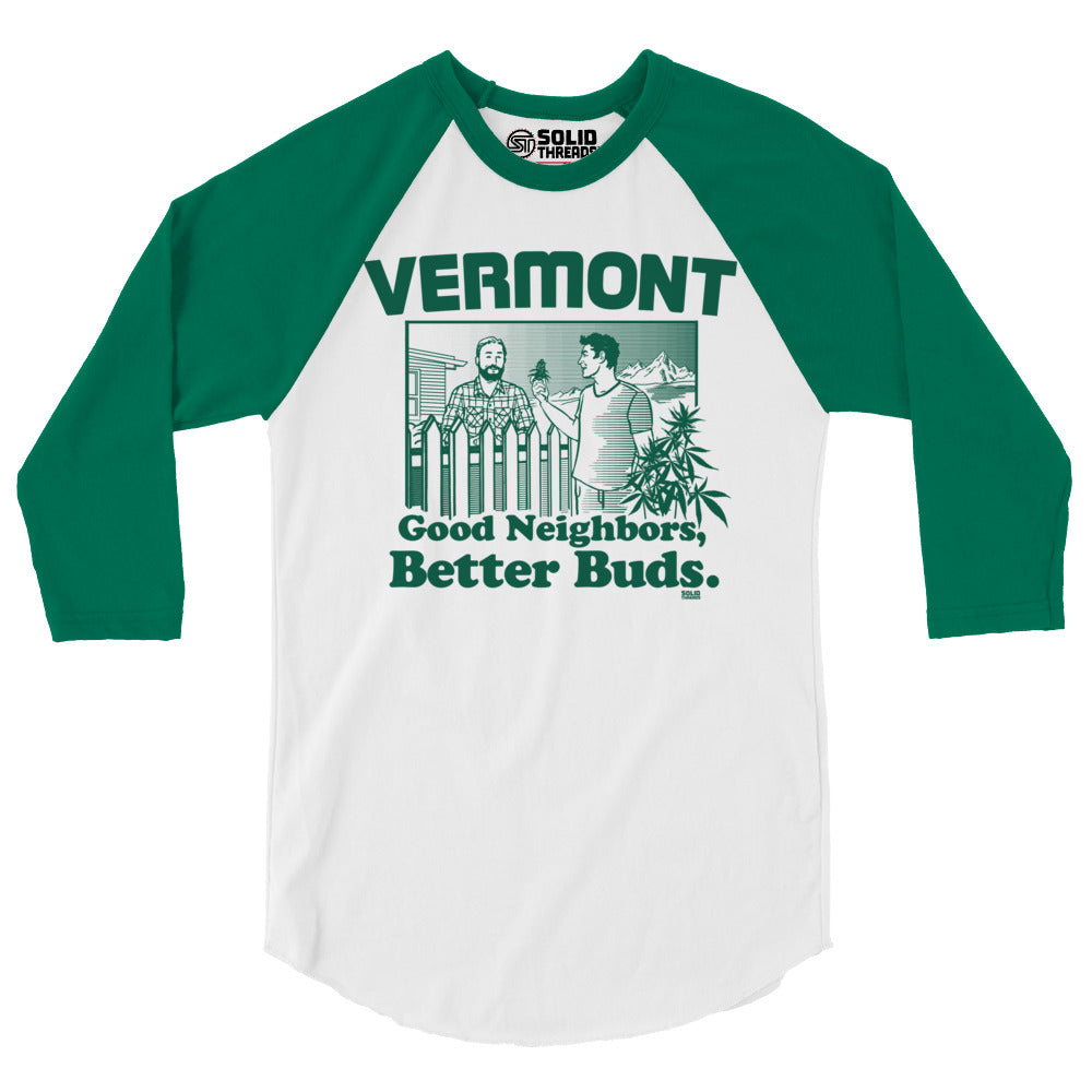  Vermont Better Buds Vintage Baseball Raglan | Funny Marijuana Tee | Solid Threads