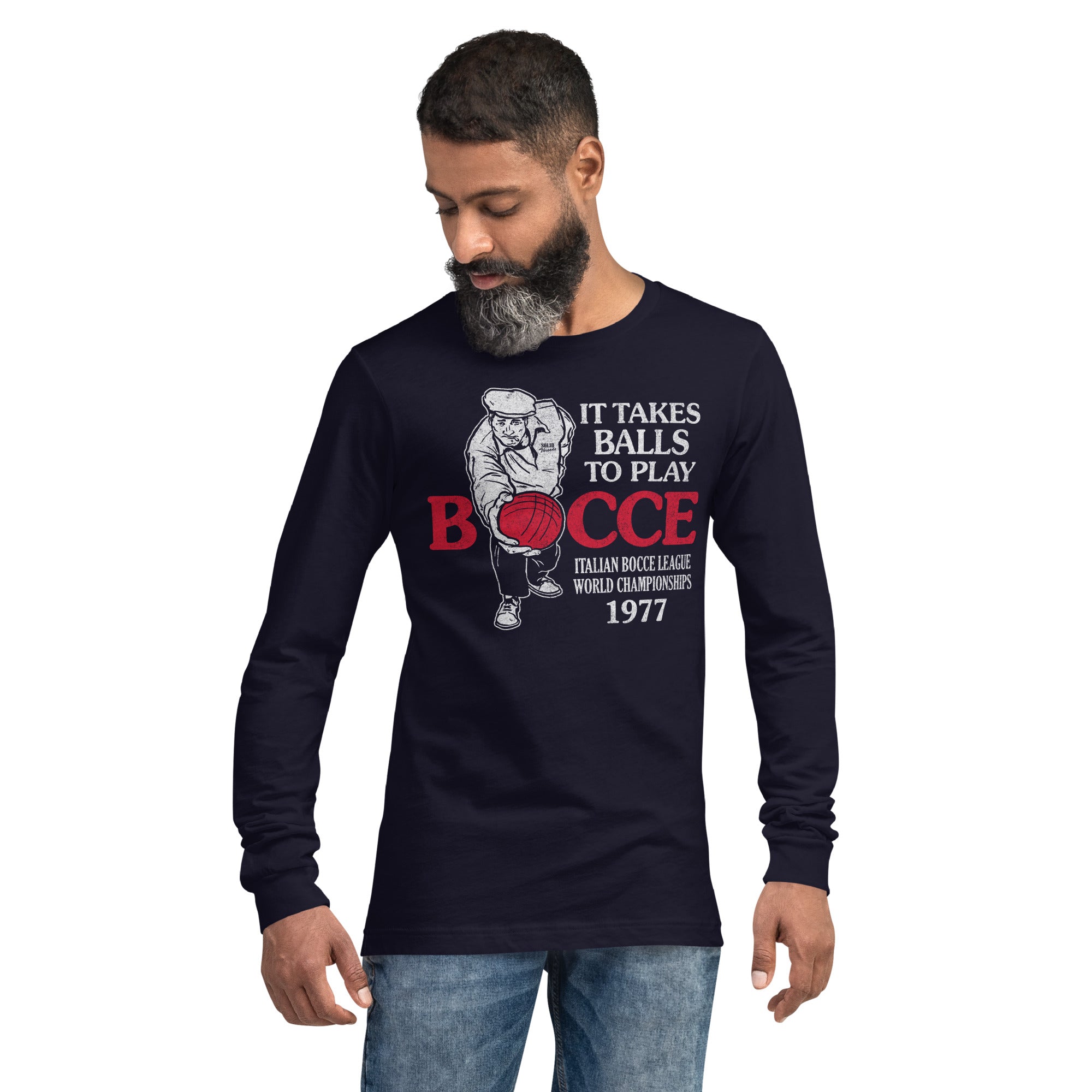 Bocce Balls Vintage Long Sleeve Tee | Funny Sports T-Shirt - Solid Threads