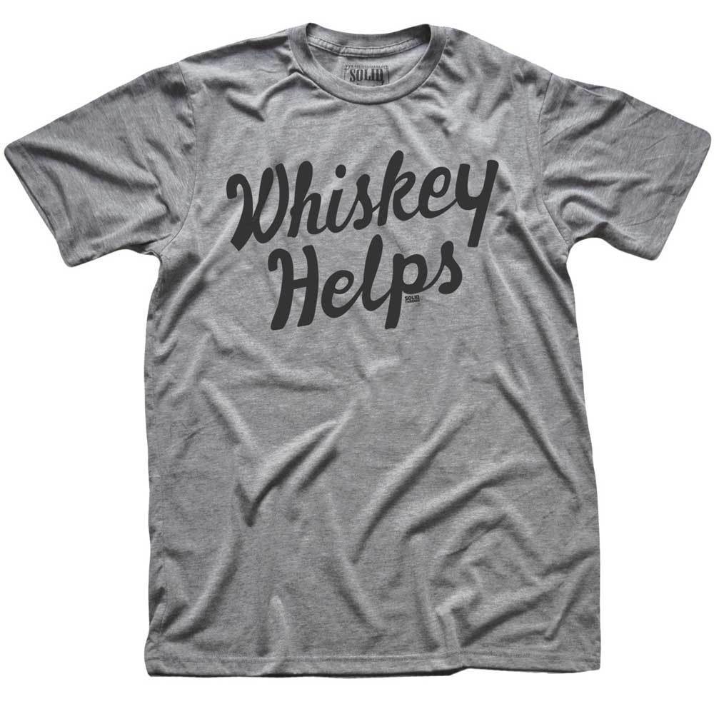 Men's Whiskey Helps Funny Drinking Graphic Tee | Vintage Distillery Grey T-shirt | SOLID THREADS