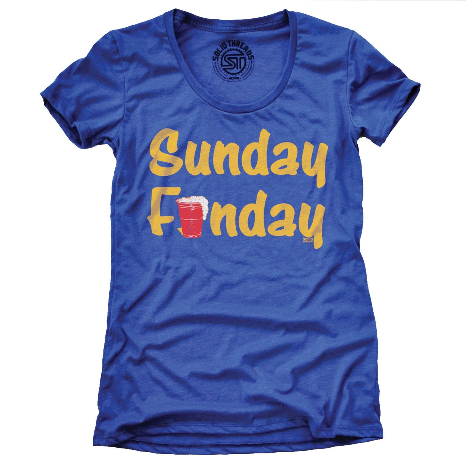 Women's Sunday Funday Vintage Solo Cup Graphic Tee | Funny Beer Drinking T-shirt | Solid Threads